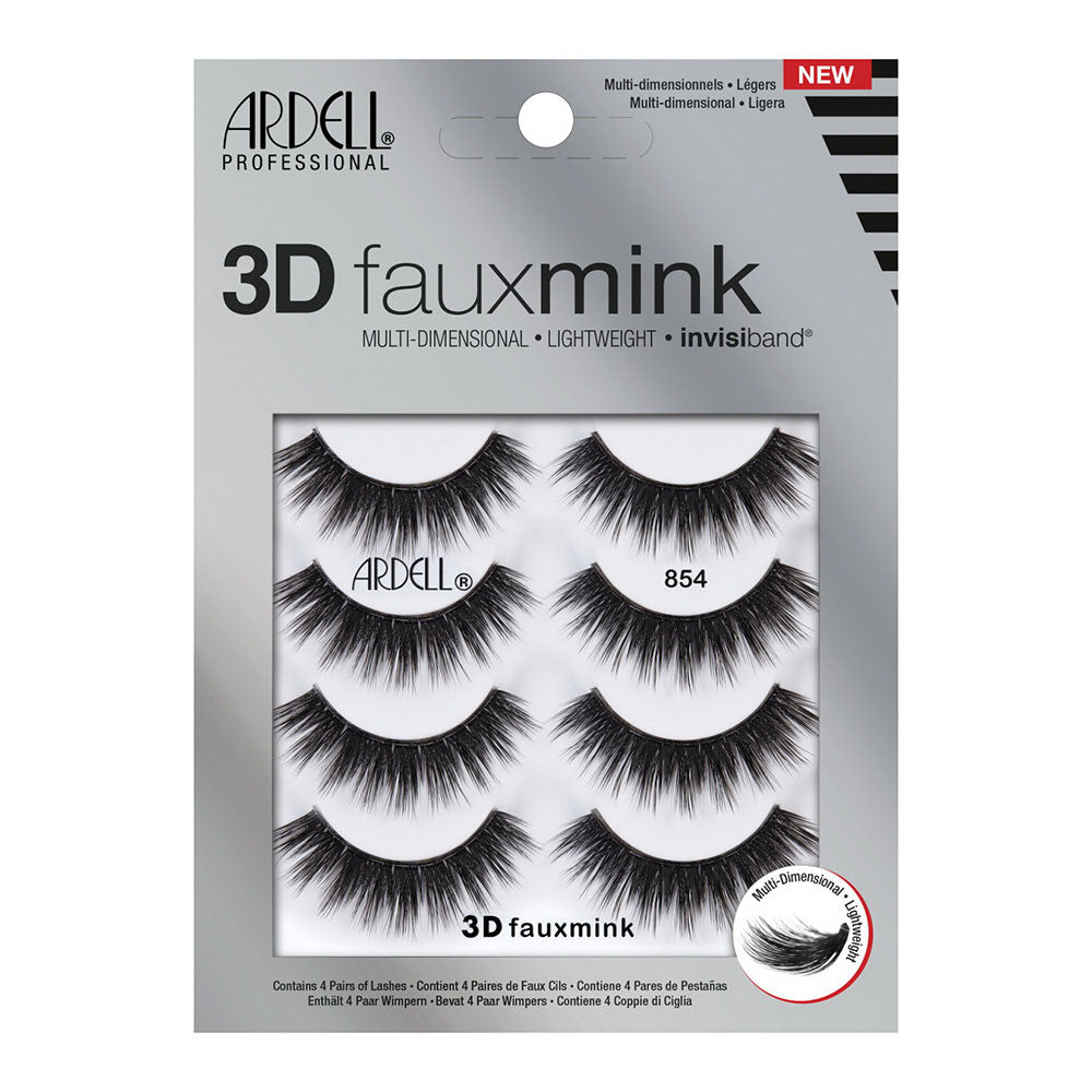 Ardell Faux Mink False Eyelashes 854 Lash Black, 4 Ea